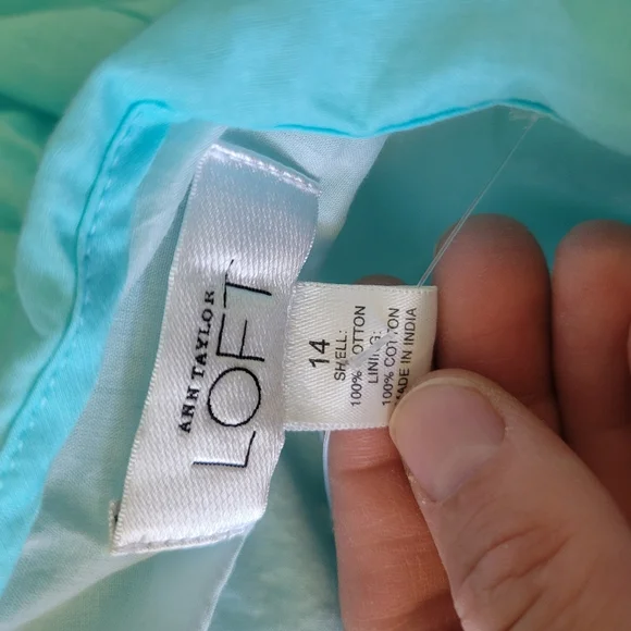 Ann Taylor Loft Sundress Layered Blue Cotton Sequin Embroidered Dress Size 14 - Picture 5 of 5